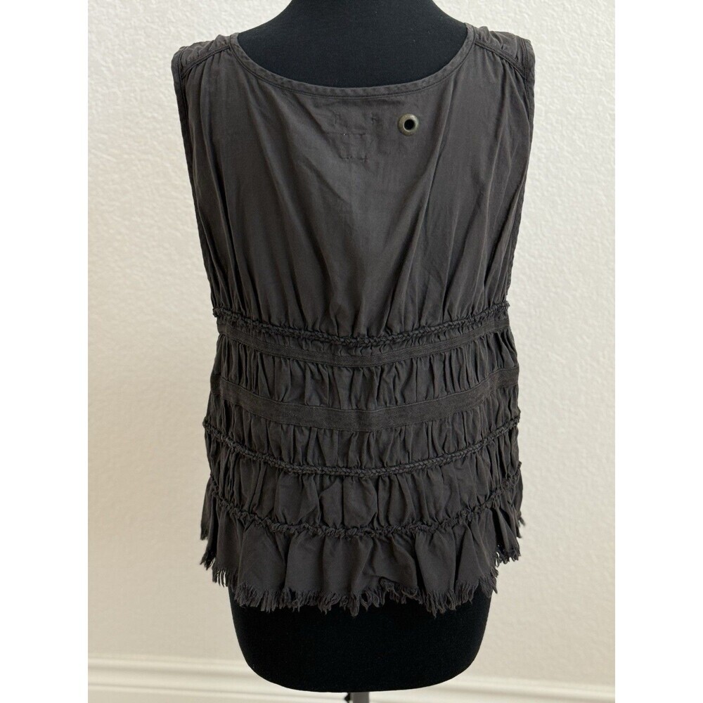 Free People Smocked Vest Dark Gray Tie-Front Open V-Neck Raw Hem Women’s M - Picture 2 of 5